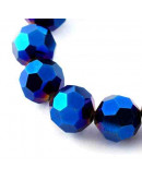 Esfera faceteada. Color Blue Plated. 4  milímetros. 0,50 mm perforación. 100 uds hilo aprox. 1 hilo.