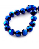 Esfera faceteada. Color Blue Plated. 4  milímetros. 0,50 mm perforación. 100 uds hilo aprox. 1 hilo.