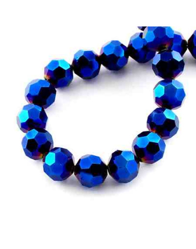 Esfera faceteada. Color Blue Plated. 6x5 milímetros. 1 mm perforación. 100 uds hilo aprox. 1 hilo.