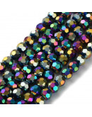 Esfera faceteada. Color  Multi-Color Plated. 04 mm. 0,5 mm perforación. 100 uds hilo aprox. 1 hilo.