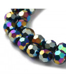 Esfera faceteada. Color  Multi-Color Plated. 04 mm. 0,5 mm perforación. 100 uds hilo aprox. 1 hilo.