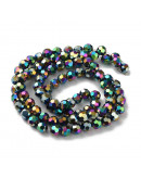 Esfera faceteada. Color  Multi-Color Plated. 04 mm. 0,5 mm perforación. 100 uds hilo aprox. 1 hilo.