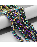 Esfera faceteada. Color  Multi-Color Plated. 04 mm. 0,5 mm perforación. 100 uds hilo aprox. 1 hilo.