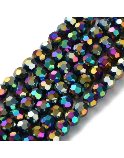 Esfera faceteada. Color Multi-Color Plated. 6x5 mm. 1 mm perforación. 100 uds hilo aprox. 1 hilo.