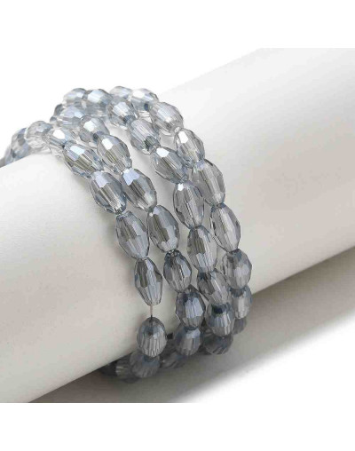 Barril faceteado. Gainsboro Full Rainbow Plated. 6x4 mm. 1 mm perforación. 65 uds hilo aprox. 1 hilo