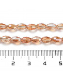 Barril faceteado. Orange Full Rainbow Plated. 6x4 mm. 1 mm perforación. 65 uds hilo aprox. 1 hilo