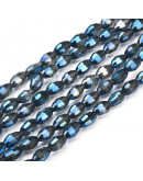 Barril faceteado. Blue Full Rainbow Plated. 6x4 mm. 1 mm perforación. 65 uds hilo aprox. 1 hilo