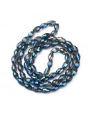 Barril faceteado. Blue Full Rainbow Plated. 6x4 mm. 1 mm perforación. 65 uds hilo aprox. 1 hilo