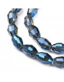 Barril faceteado. Blue Full Rainbow Plated. 6x4 mm. 1 mm perforación. 65 uds hilo aprox. 1 hilo