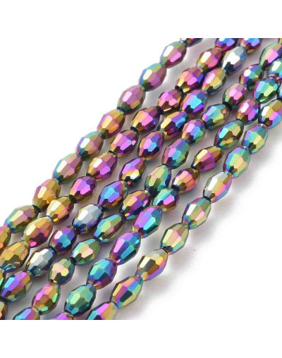 Barril faceteado. Color Full Rainbow Plated. 6x4 mm. 1 mm perforación. 65 uds hilo aprox. 1 hilo