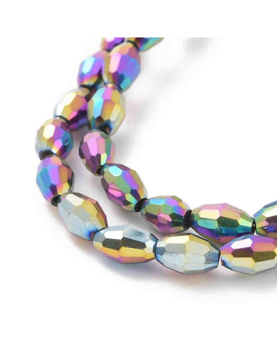 Barril faceteado. Color Full Rainbow Plated. 6x4 mm. 1 mm perforación. 65 uds hilo aprox. 1 hilo