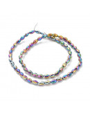 Barril faceteado. Color Full Rainbow Plated. 6x4 mm. 1 mm perforación. 65 uds hilo aprox. 1 hilo