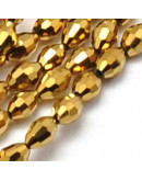 Barril faceteado. Color Gold Plated. 6x4 mm. 1 mm perforación. 65 uds hilo aprox. 1 hilo