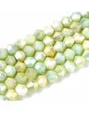 Bi-cono. Plated Pale Green. 4.2~4.9x3.9 mm. 0.8 mm perforación. 80 uds hilo aprox. 1 hilo.