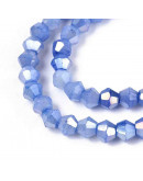 Bi-cono. Plated Royal Blue. 4.2~4.9x3.9 mm. 0.8 mm perforación. 80 uds hilo aprox. 1 hilo.