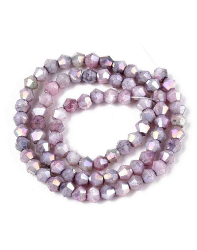 Bi-cono. Plated Lilac. 4.2~4.9x3.9 mm. 0.8 mm perforación. 80 uds hilo aprox. 1 hilo.