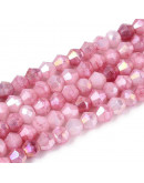 Bi-cono. Plated Flamingo. 4.2~4.9x3.9 mm. 0.8 mm perforación. 80 uds hilo aprox. 1 hilo.