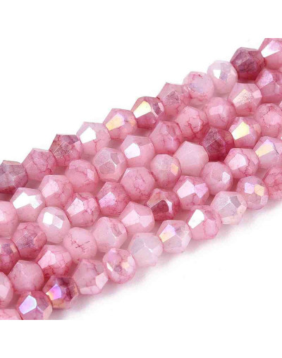 Bi-cono. Plated Flamingo. 4.2~4.9x3.9 mm. 0.8 mm perforación. 80 uds hilo aprox. 1 hilo.