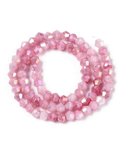 Bi-cono. Plated Flamingo. 4.2~4.9x3.9 mm. 0.8 mm perforación. 80 uds hilo aprox. 1 hilo.