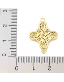 Nudo de Bruja. Aleación+Zirconia. Baño 18KGold. 23.5x18x2.5 mm. 1,6 mm perforación. 1 ud.