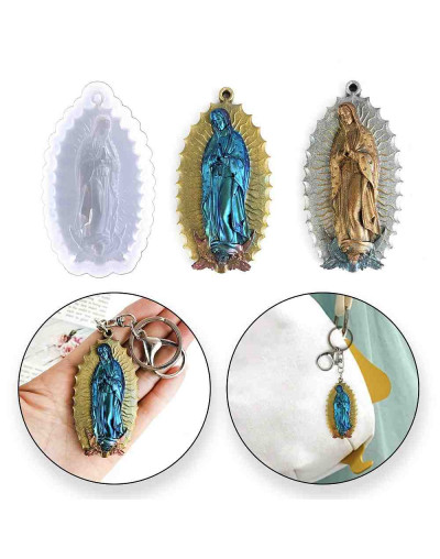 Molde silicona. Para resina. Religión: Virgen. 84x47x14 mm. 3 mm perforación. 1 ud.