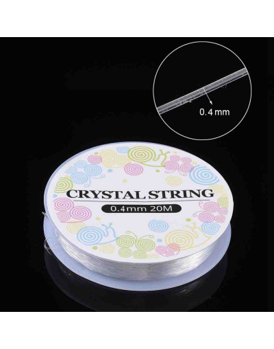 Hilo elástico. Trasparente. 0,4 mm diámetro. 20 metros carrete. 1 carrete.