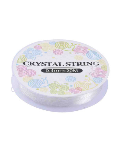 Hilo elástico. Trasparente. 0,4 mm diámetro. 20 metros carrete. 1 carrete.