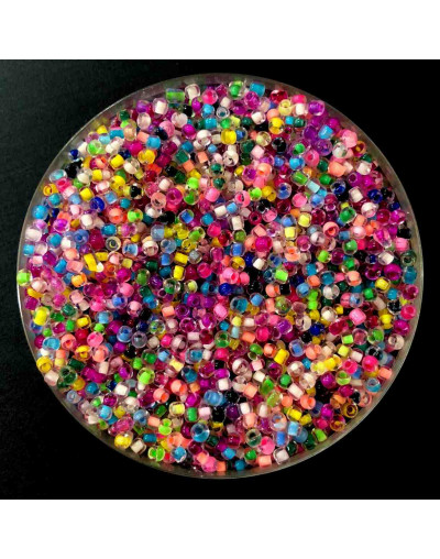 Chaquira. Color línea cristal. MIX. 4 milímetros. 1 mm perforación. 40 gramos. 390 uds aprox.