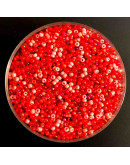 Chaquira. Color sólido. RED SERIES. 3 milímetros. 1 mm perforación. 40 gramos. 900 uds aprox.