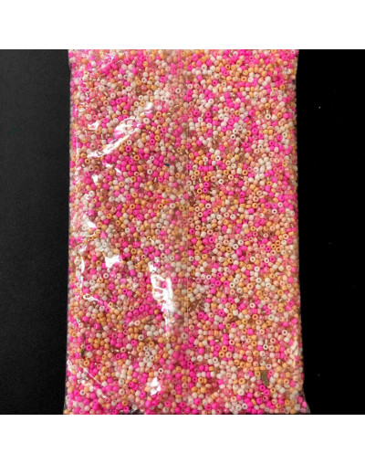 Chaquira. Color sólido. PINK SERIES. 4 milímetros. 1 mm perforación. 40 gramos. 390 uds aprox.