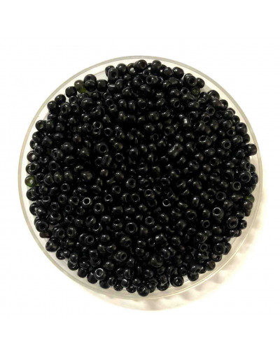 Chaquira. Color sólido. BLACK. 3 milímetros. 1 mm perforación. 40 gramos. 900 uds aprox.