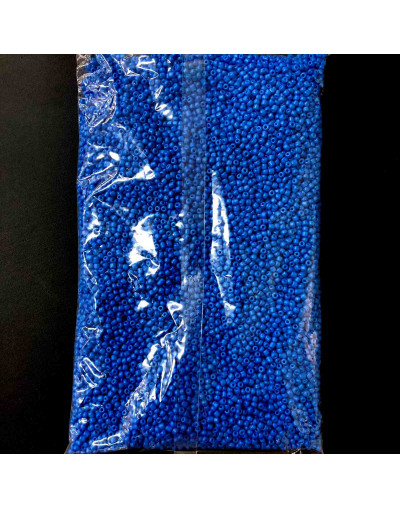 Chaquira. Color sólido. RUSSIAN BLUE. 2 milímetros. 1 mm perforación. 1 libra. 30000 uds aprox.
