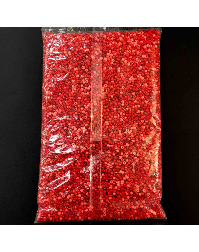 Chaquira. Color sólido. RED SERIES. 4 milímetros. 1 mm perforación. 1 libra. 4500 uds aprox.