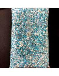 Chaquira. Color sólido. LIGHT BLUE SERIES. 4 milímetros. 1 mm perforación. 1 libra. 4500 uds aprox.