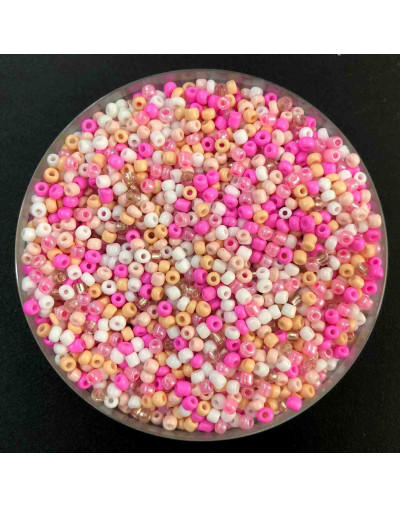 Chaquira. Color sólido. PINK SERIES. 3 milímetros. 1 mm perforación. 1 libra. 10000 uds aprox.