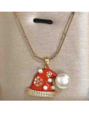 Navidad: Gorro. Aleación de cobre. Baño 18k Gold. 20x17 milímetros. 5 mm arandela. 1 ud.