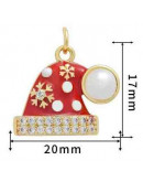 Navidad: Gorro. Aleación de cobre. Baño 18k Gold. 20x17 milímetros. 5 mm arandela. 1 ud.