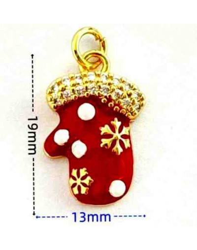 Navidad: Guantes. Aleación de cobre. Baño 18k Gold. 19x13 milímetros. 5 mm arandela. 1 ud.