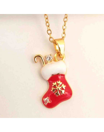 Navidad: Calcetín (1). Aleación de cobre. Baño 18k Gold. 16x12 milímetros. 5 mm arandela. 1 ud.