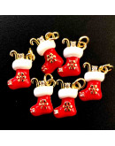 Navidad: Calcetín (1). Aleación de cobre. Baño 18k Gold. 16x12 milímetros. 5 mm arandela. 1 ud.