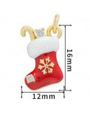 Navidad: Calcetín (1). Aleación de cobre. Baño 18k Gold. 16x12 milímetros. 5 mm arandela. 1 ud.