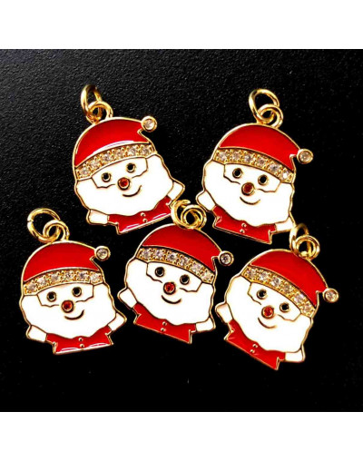 Navidad: Noel (2). Aleación de cobre. Baño 18k Gold. 15x19 milímetros. 5 mm arandela. 1 ud.