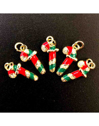 Navidad: Caramelo. Aleación de cobre. Baño 18k Gold. 9x19 milímetros. 5 mm arandela. 1 ud.