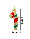 Navidad: Caramelo. Aleación de cobre. Baño 18k Gold. 9x19 milímetros. 5 mm arandela. 1 ud.