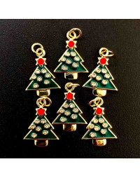 Navidad: Árbol (1). Aleación de cobre. Baño 18k Gold. 14.2x19.7 milímetros. 5 mm arandela. 1 ud.
