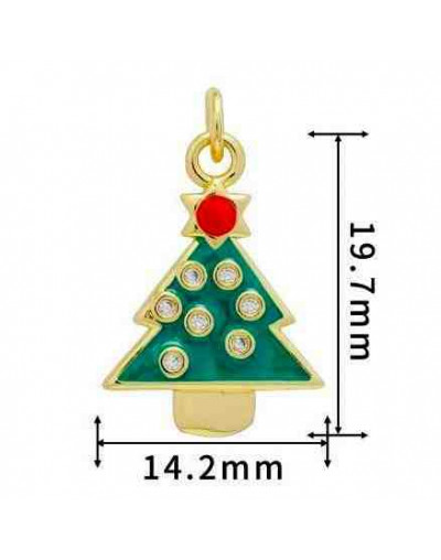 Navidad: Árbol (1). Aleación de cobre. Baño 18k Gold. 14.2x19.7 milímetros. 5 mm arandela. 1 ud.