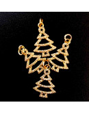 Navidad: Árbol (2). Aleación de cobre. Baño 18k Gold. Zirconia. 14x19.5 mm. 5 mm arandela. 1 ud.
