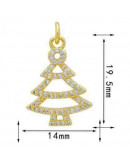 Navidad: Árbol (2). Aleación de cobre. Baño 18k Gold. Zirconia. 14x19.5 mm. 5 mm arandela. 1 ud.