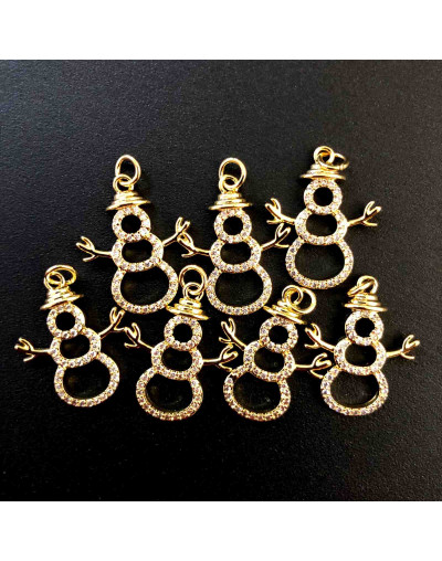 Navidad: Muñeco. Aleación de cobre. Baño 18k Gold. Zirconia. 18.5x23 mm. 5 mm arandela. 1 ud.