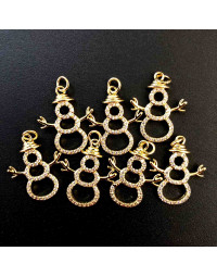 Navidad: Muñeco. Aleación de cobre. Baño 18k Gold. Zirconia. 18.5x23 mm. 5 mm arandela. 1 ud.